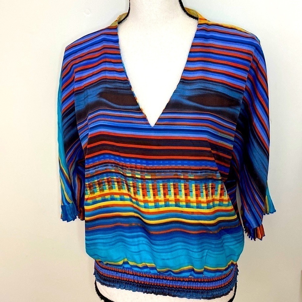 Retro Multi-Color Striped Top Sz S